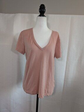 Madewell 100% Cotton Slub V‑Neck Tee Dusty Rose Size Medium Basics Closet Staple